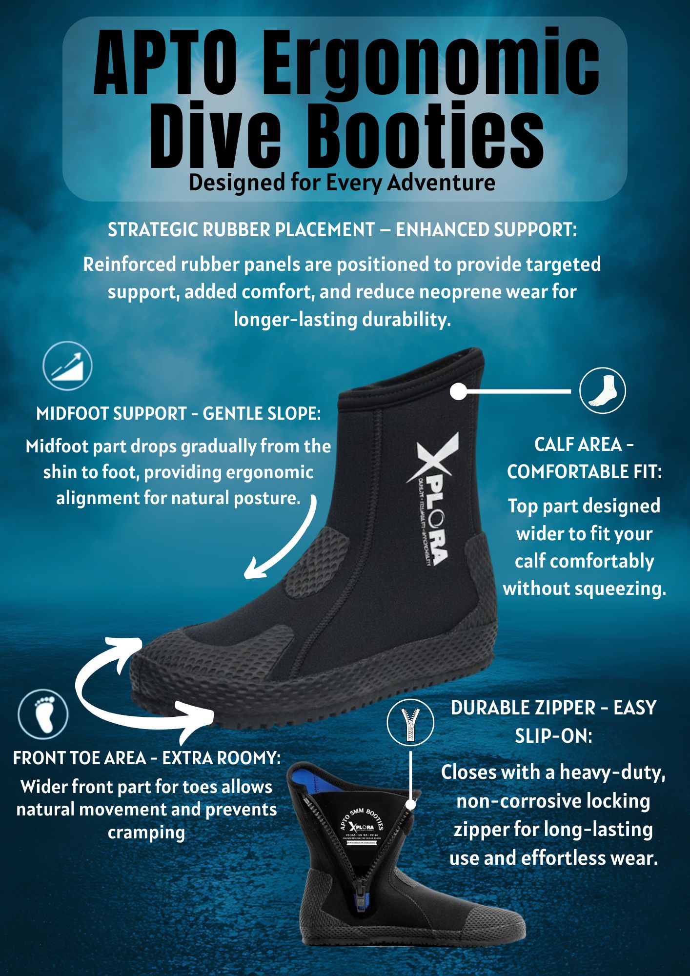 scuba diving comfort apto highcut booties